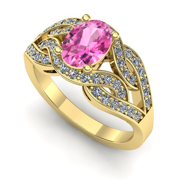 Inel de logodna din aur galben cu safir roz