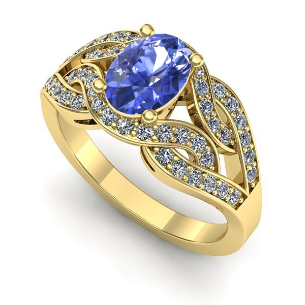 Inel de logodna din aur galben cu tanzanit