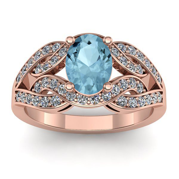 Inel cu aquamarin oval