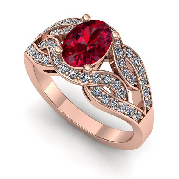 Inel din aur roz cu rubin