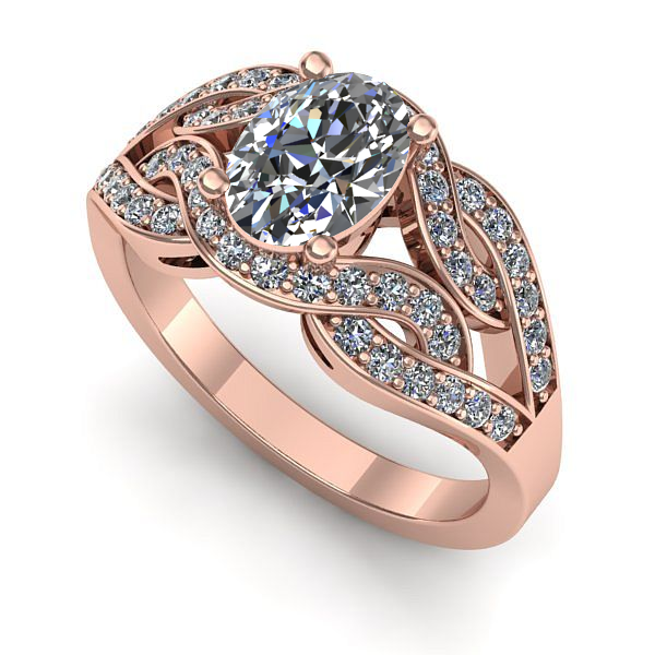 Inel din aur roz cu diamant de laborator