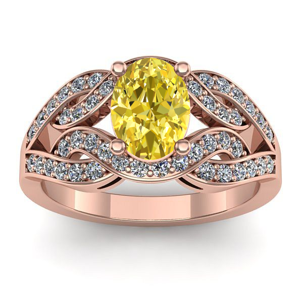 Inel cu safir galben oval