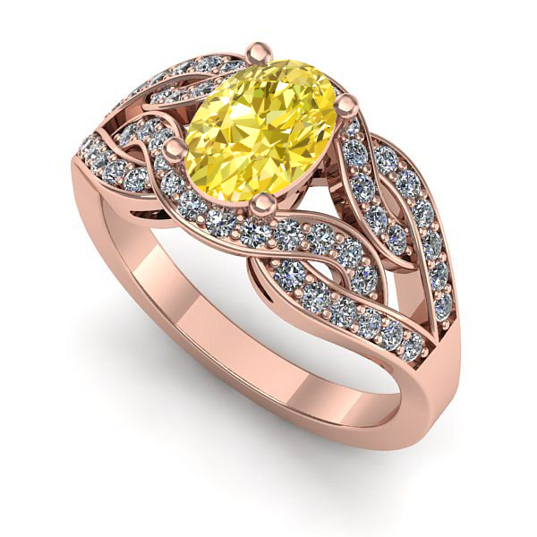 Inel logodna din aur roz cu safir galben