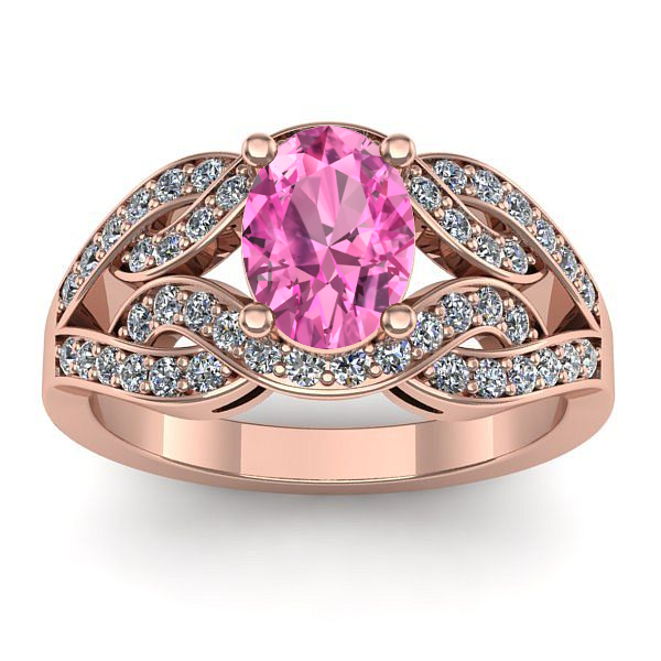 Inel cu safir roz oval