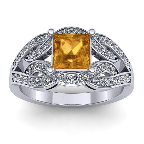 Inel cu citrin patrat