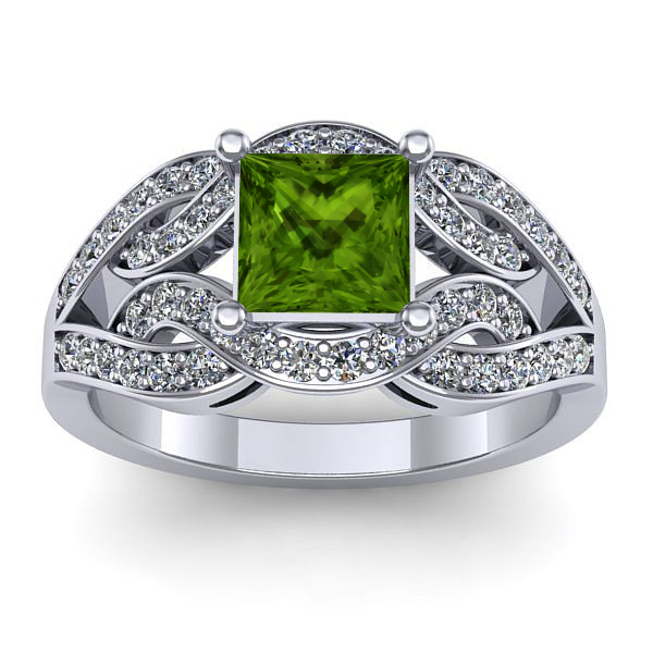 Inel cu peridot patrat