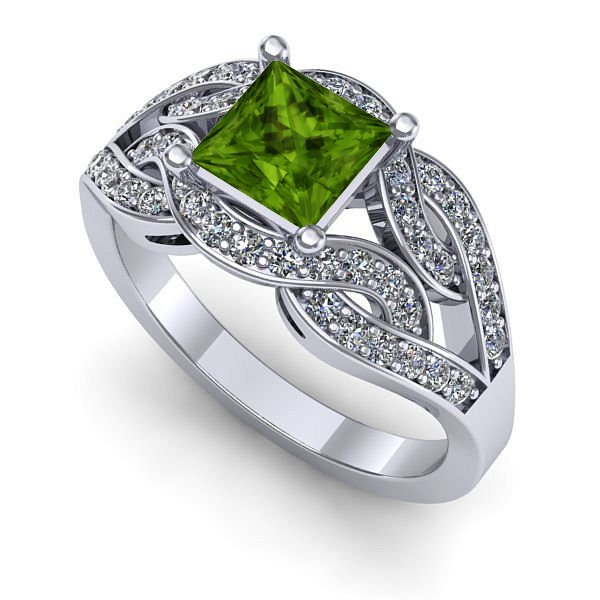 Inel din aur alb cu peridot