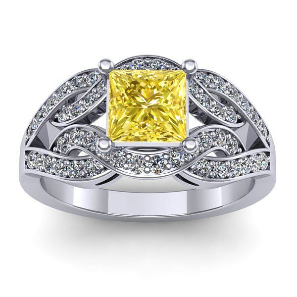 Inel de logodna cu safir galben patrat