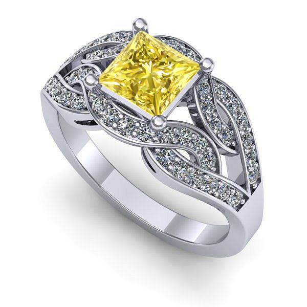 Inel din aur alb cu safir galben