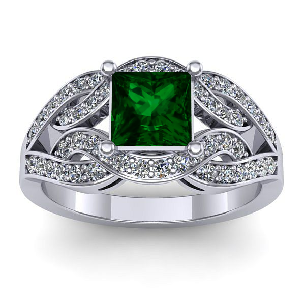 Inel cu smarald patrat