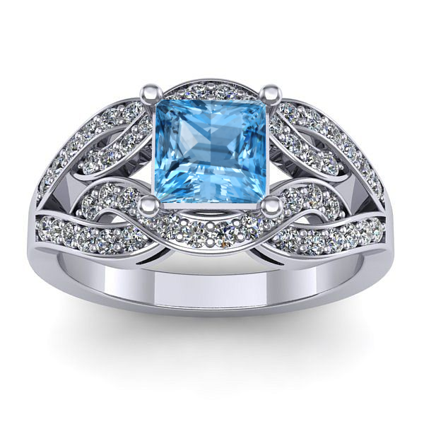 Inel cu topaz blue patrat