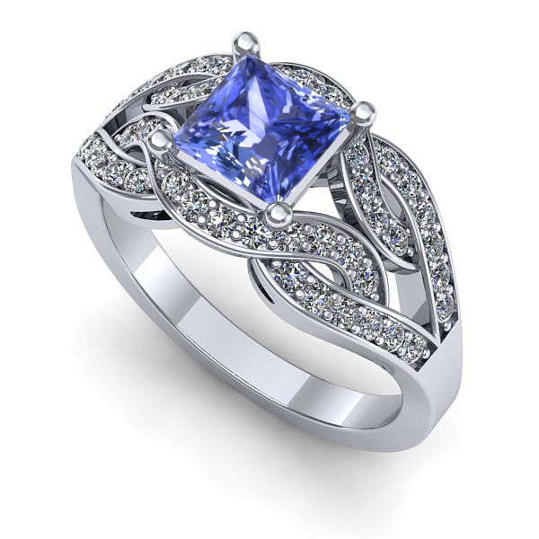 Inel din aur alb cu tanzanit