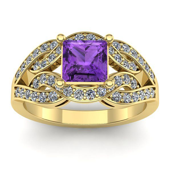 Inel logodna cu ametist patrat