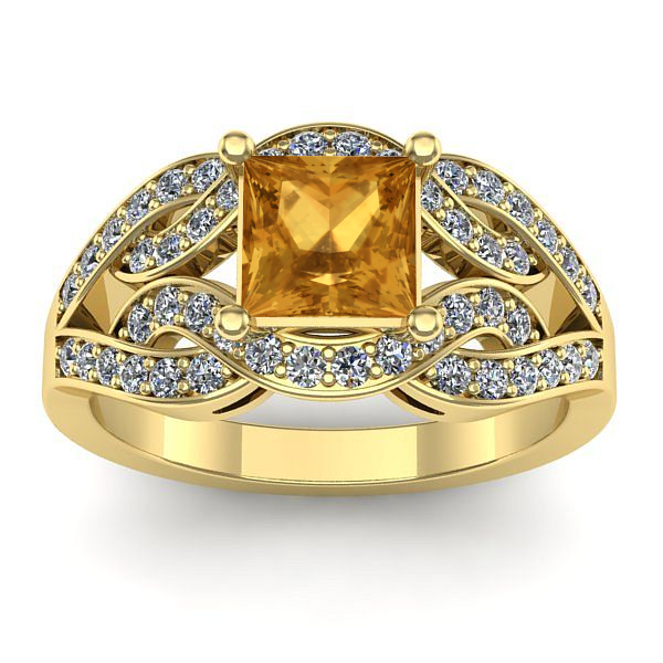 Inel cu citrin patrat