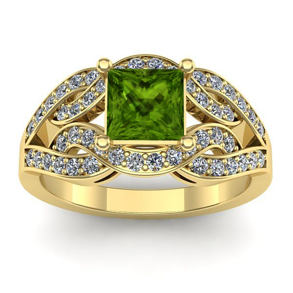 Inel cu peridot patrat