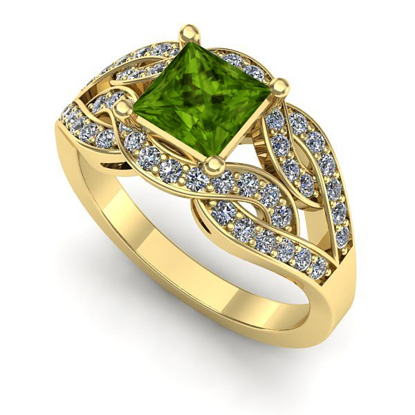 Inel din aur galben cu peridot