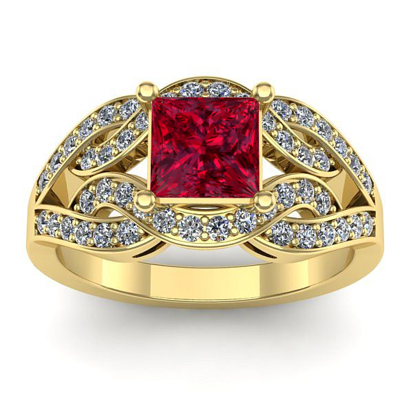 Inel cu rubin patrat