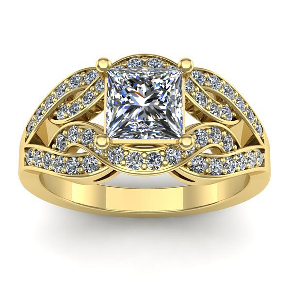 Inel de logodna cu safir alb patrat