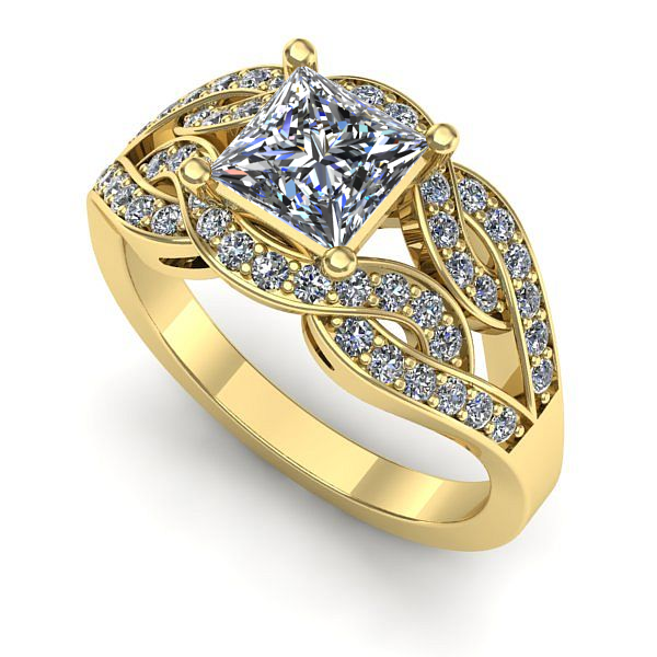 Inel din aur galben cu diamant de laborator