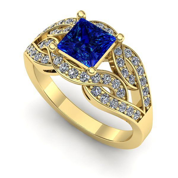 Inel din aur galben cu safir