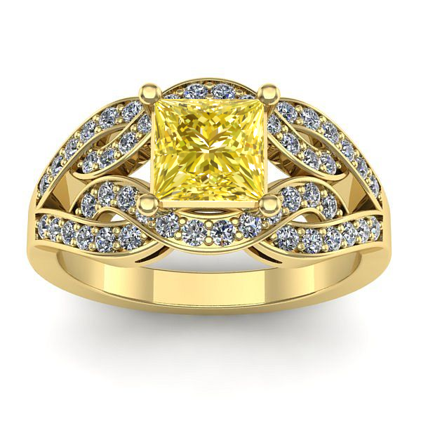 Inel cu safir galben patrat