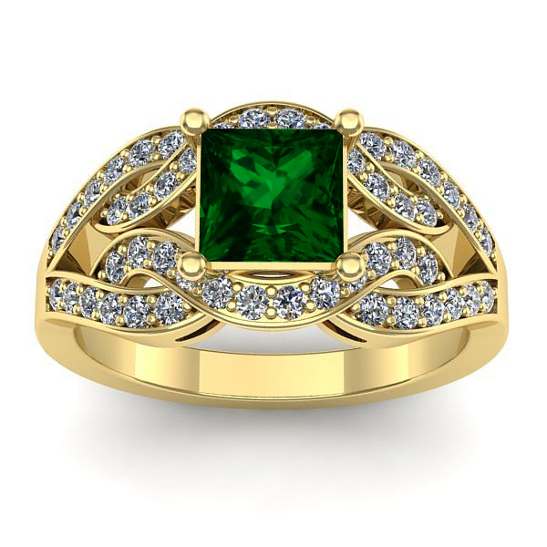 Inel cu smarald patrat