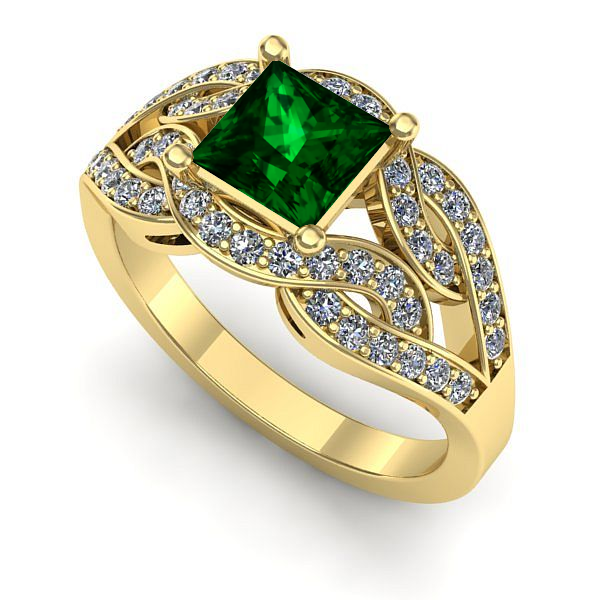 Inel din aur galben cu smarald