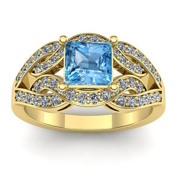 Inel de logodna cu topaz blue patrat