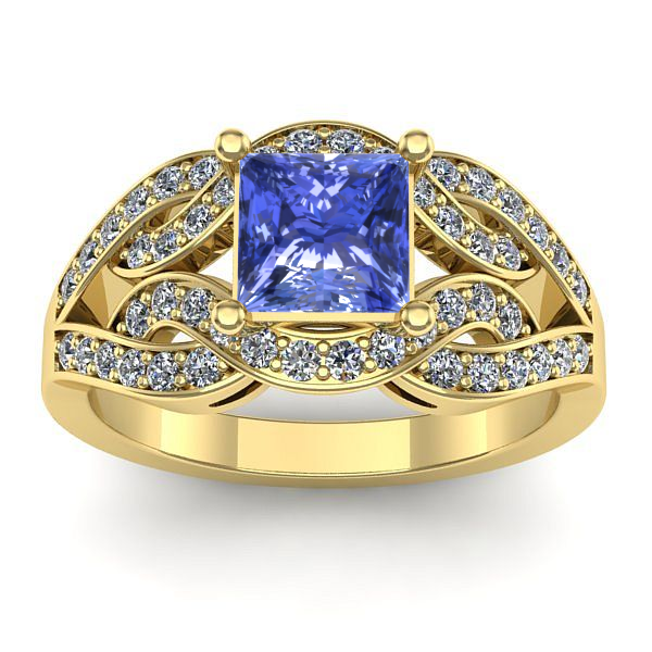 Inel logodna cu tanzanit patrat