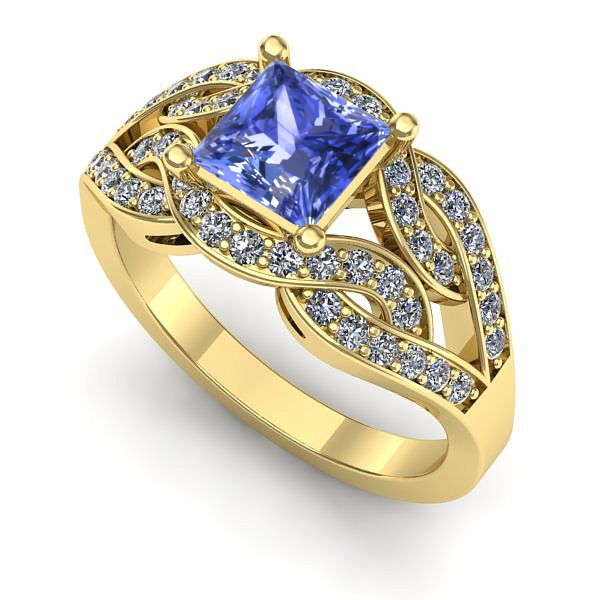 Inel de logodna din aur galben cu tanzanit