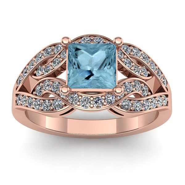 Inel cu aquamarin patrat