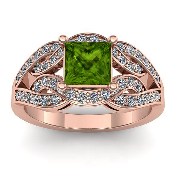 Inel de logodna cu peridot patrat