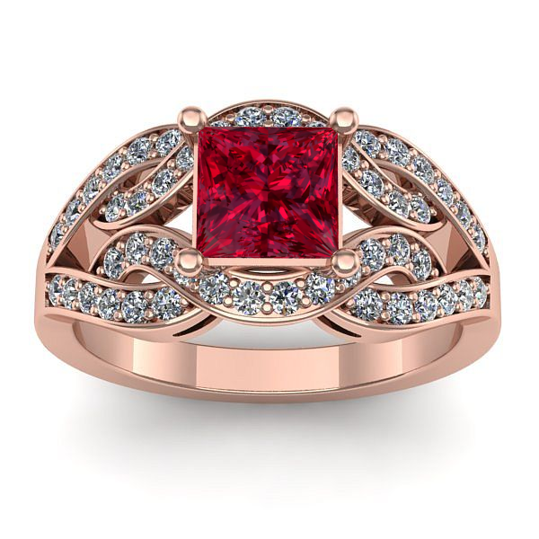 Inel cu rubin patrat