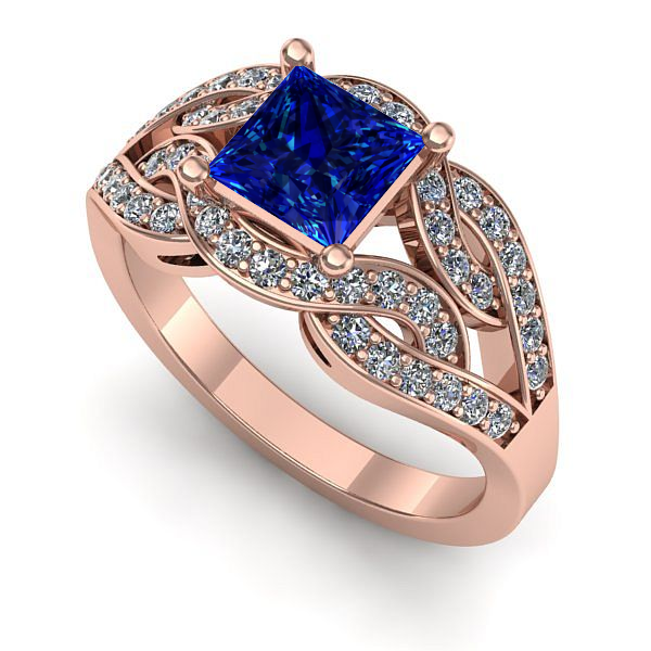 Inel din aur roz cu safir