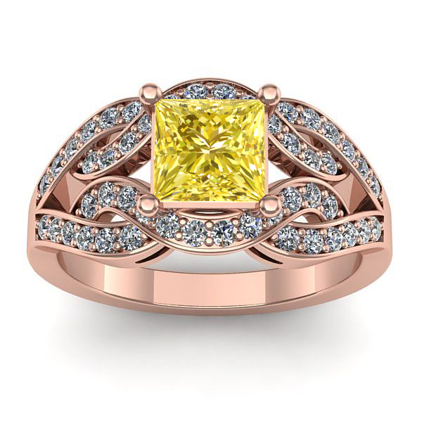 Inel cu safir galben patrat