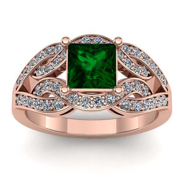 Inel cu smarald patrat