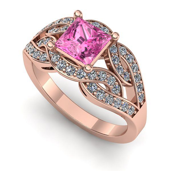 Inel din aur roz cu safir roz