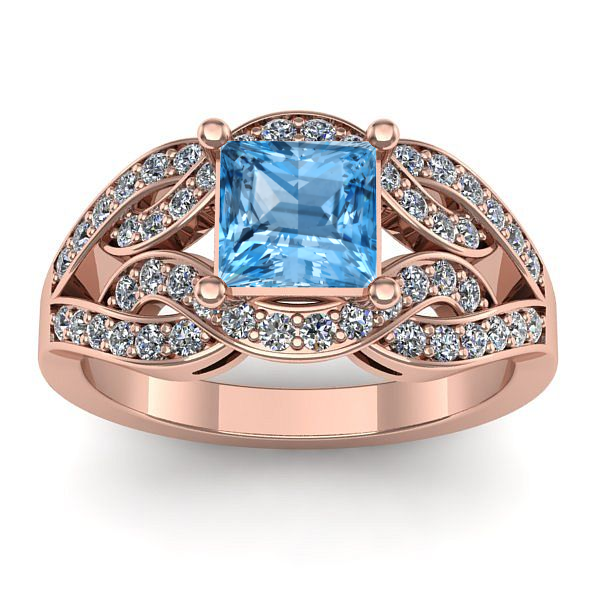 Inel cu topaz blue patrat