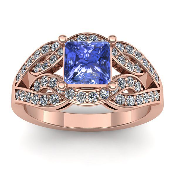 Inel de logodna cu tanzanit patrat
