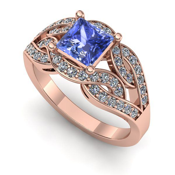 Inel de logodna din aur roz cu tanzanit