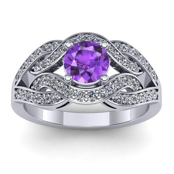 Inel de logodna cu ametist rotund