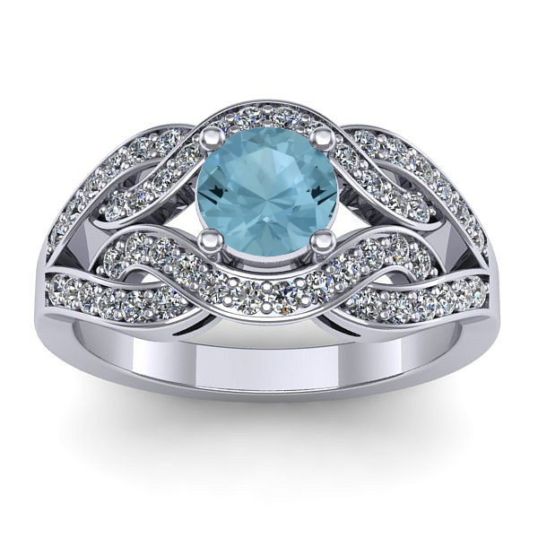 Inel de logodna cu aquamarin rotund