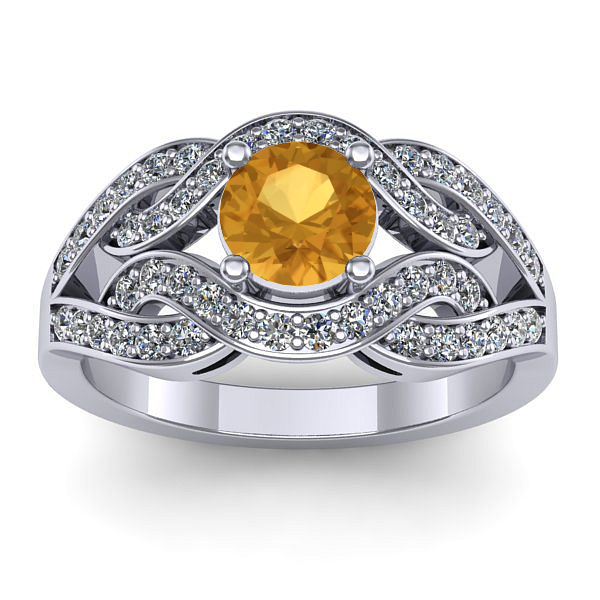 Inel cu citrin rotund