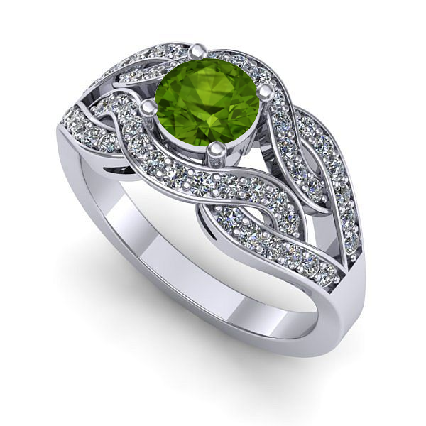 Inel din aur alb cu peridot