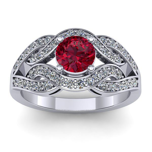 Inel de logodna cu rubin rotund