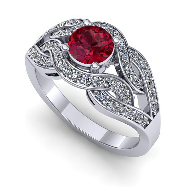 Inel de logodna din aur alb cu rubin