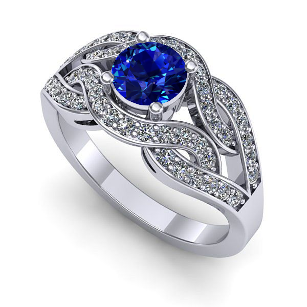 Inel din aur alb cu safir