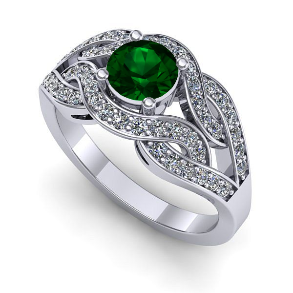 Inel de logodna din aur alb cu smarald