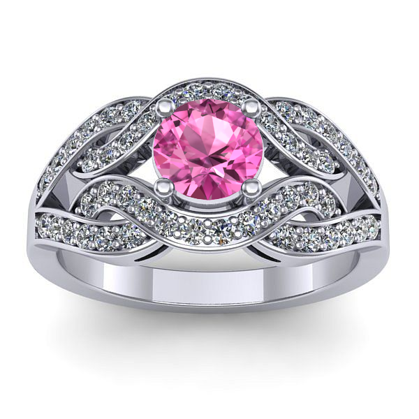 Inel logodna cu safir roz rotund