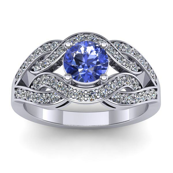 Inel de logodna cu tanzanit rotund